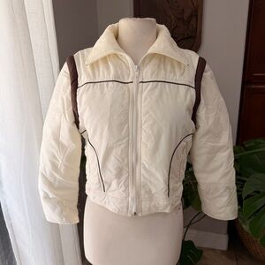 Vintage Brigham Sportswear Convertible Ski Jacket Cream Brown Removable M